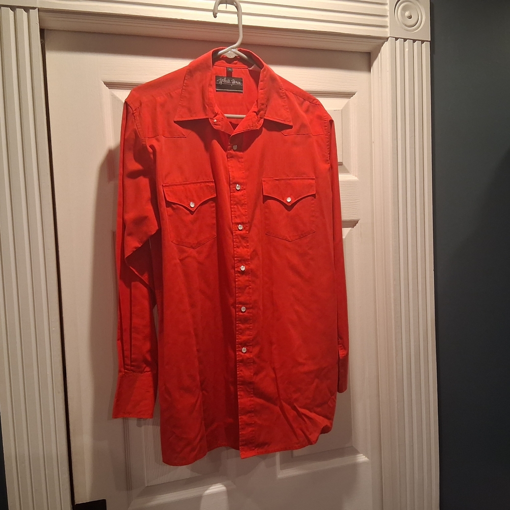 Vibrant Red Casual Button Down Shirt